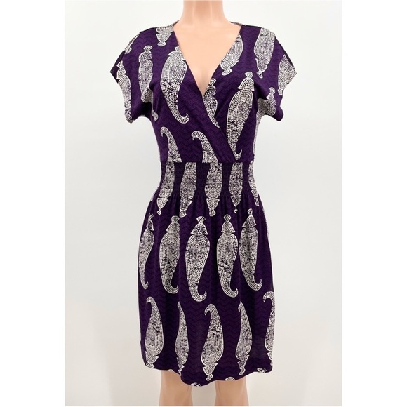 Tory Burch 100% Silk Knit Purple Paisley Dress - Picture 1 of 11